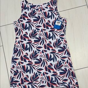 Columbia Red and Blue Leaf Print Dress